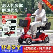 双人老年残疾人低速代步车四轮电动老人家用助力车折叠小型电瓶车